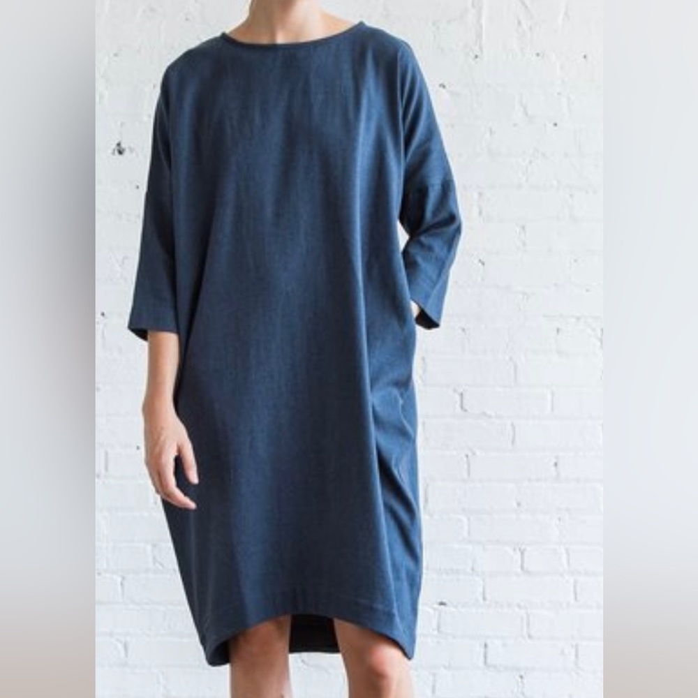 Black Crane Bud Dress Midnight Size S Lagenlook